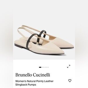 Brunello Cucinelli Cream Slingback Flats Size 39 New